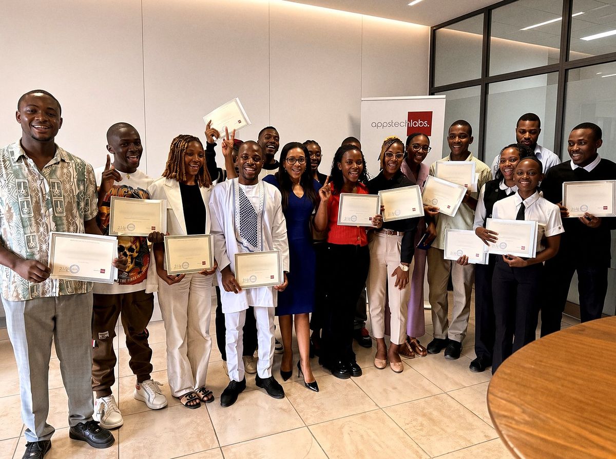 The AppsTech Labs 2025 intern cohort receiving their certificates