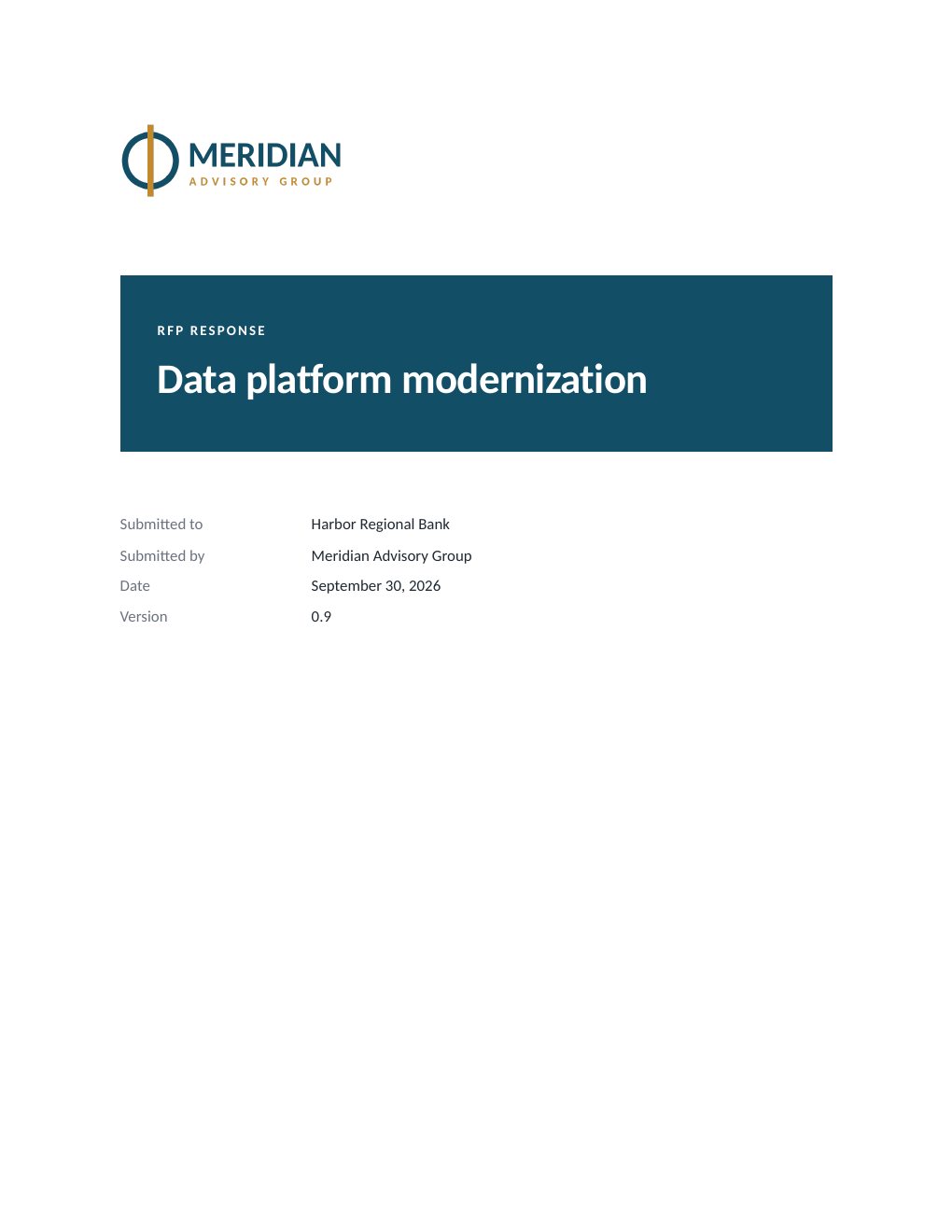 Cover page of an exported proposal